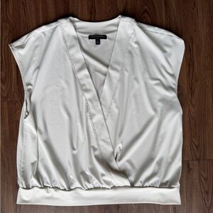 Banana Republic White Sleeveless Wrap-Style Top